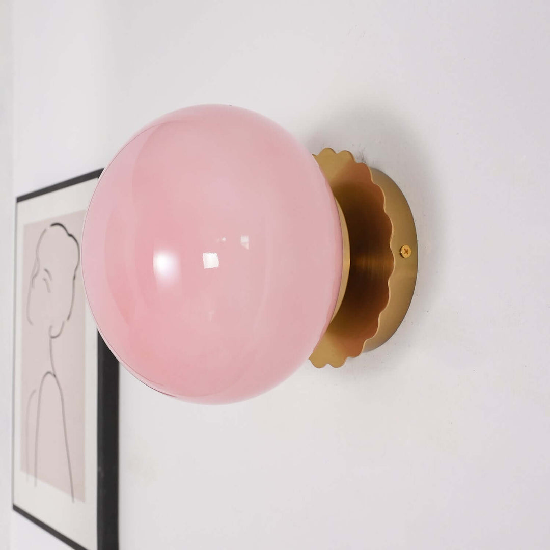 Moderne Metal Væglampe med Lyserød Glasskærm