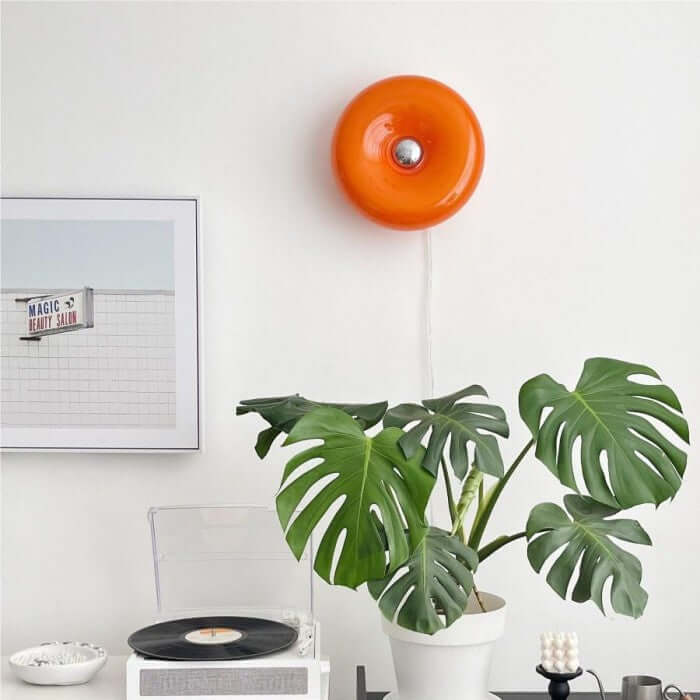 Donut Lampe - Glas & Metal Væglampe / Bordlampe