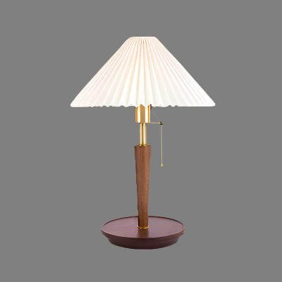 Plisseret Træ Bordlampe - Vintage Design