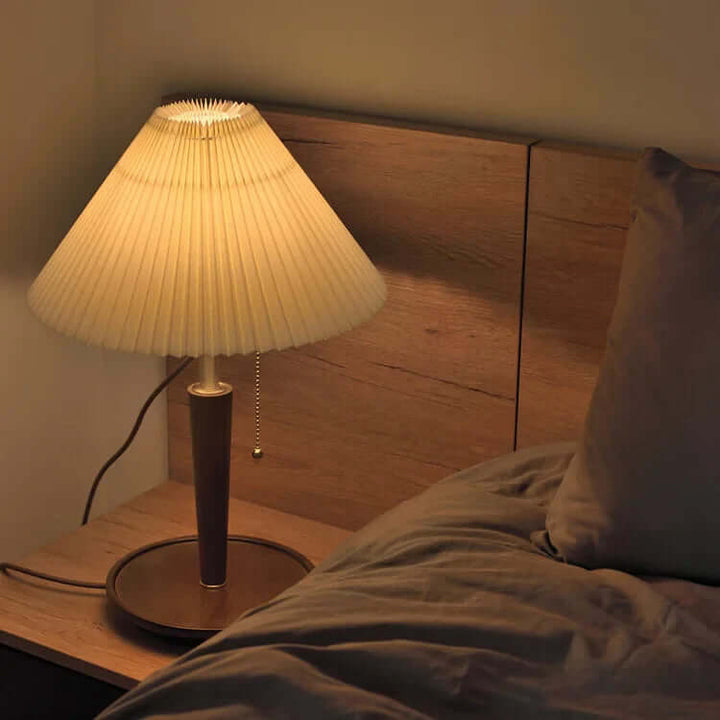 Plisseret Træ Bordlampe - Vintage Design