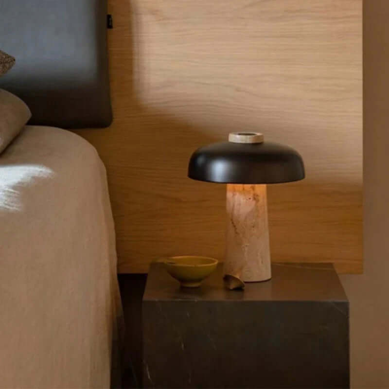 Elegant Travertin Bordlampe - 25cm