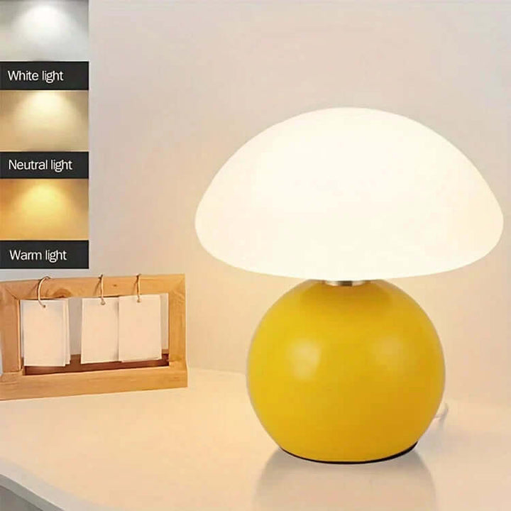 Keramisk Champignonlampe - Cremefarvet