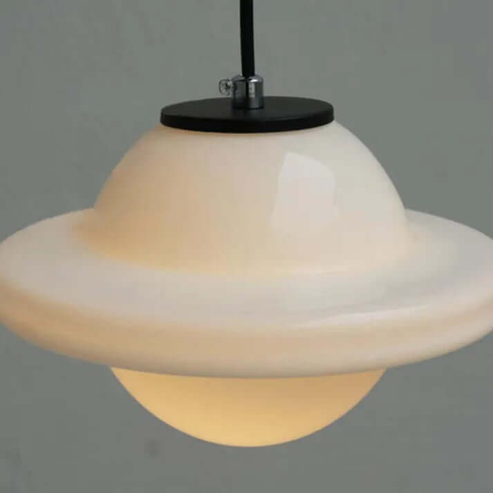 Vintage Hvid Mælkeglas Geometrisk Pendel