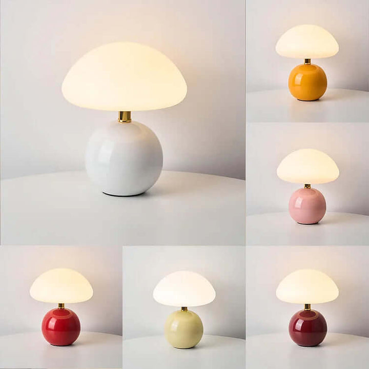 Keramisk Champignonlampe - Cremefarvet