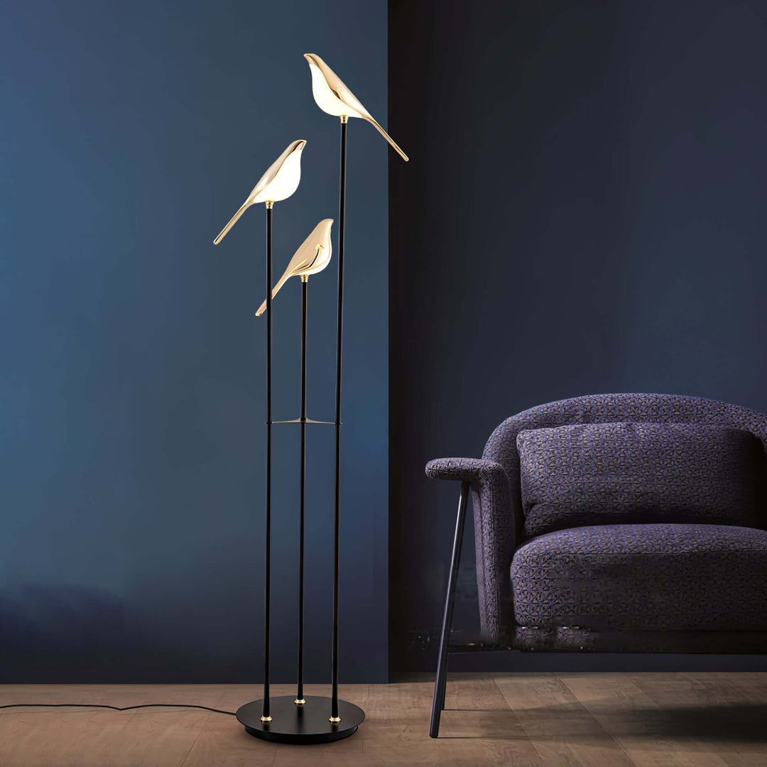 Elegant Gulvlampe med Fuglemotiv