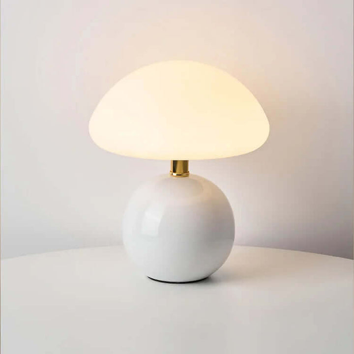 Keramisk Champignonlampe - Cremefarvet