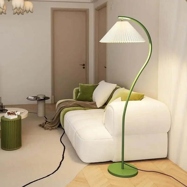 Justerbar LED-gulvlampe i stof med plisseret design