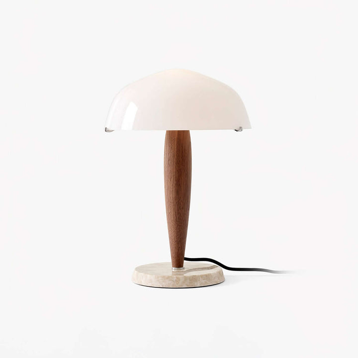 Elegant Bordlampe i Valnød & Marmor