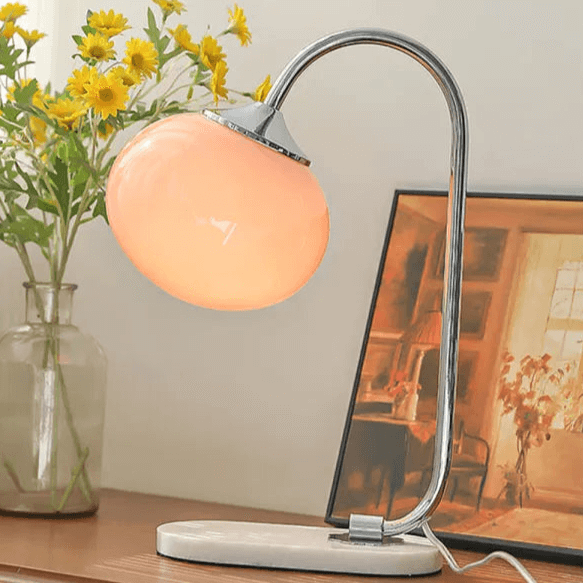 Elegant Bordlampe i Glas og Metal - 28cm