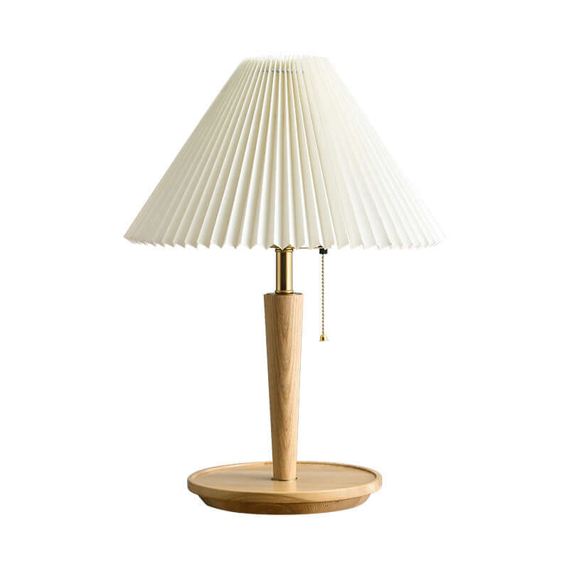 Plisseret Træ Bordlampe - Vintage Design