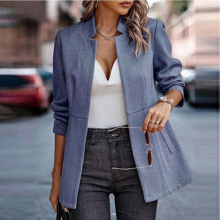 Dame Klassisk Lang Frakke – Elegant Åben Front