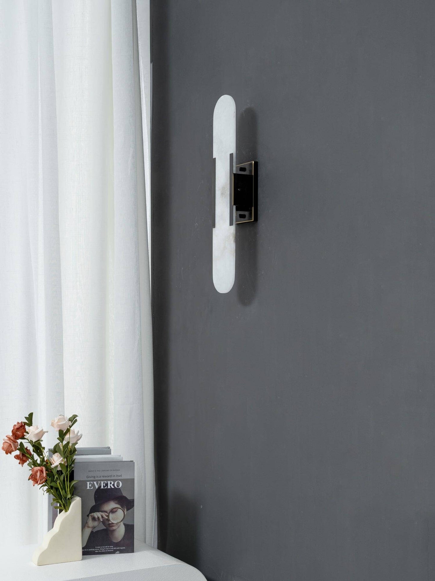 Alabast Væglampe, Aflang Design