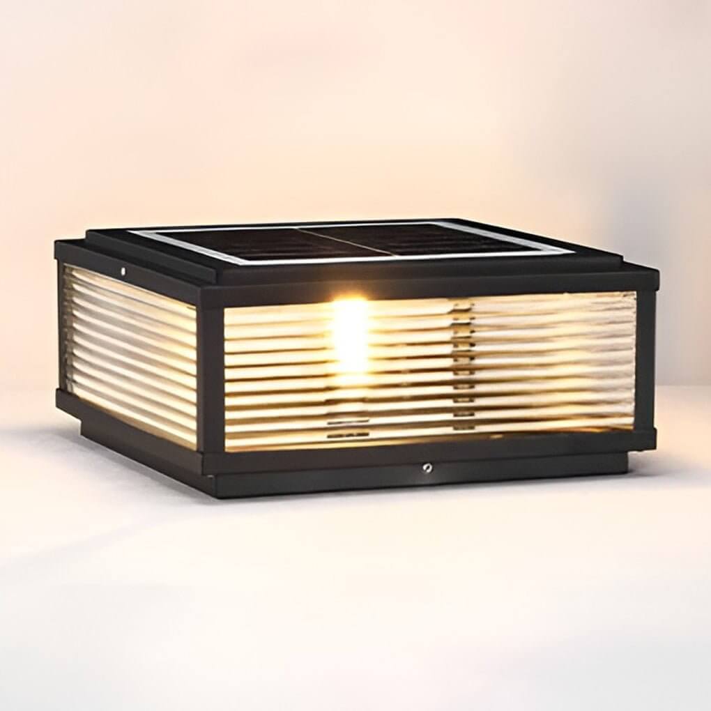 Udendørs LED Søjlelampe i Riflet Glas