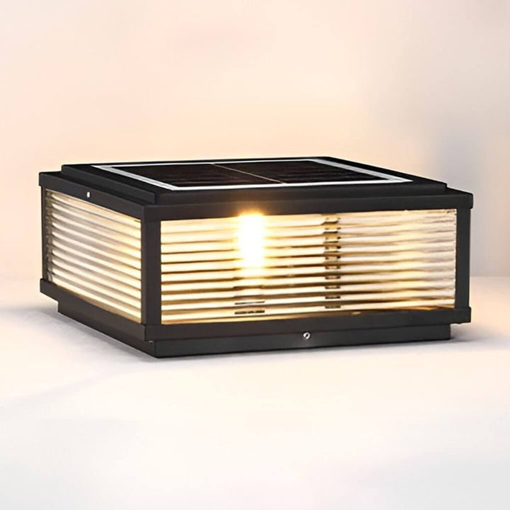 Udendørs LED Søjlelampe i Riflet Glas