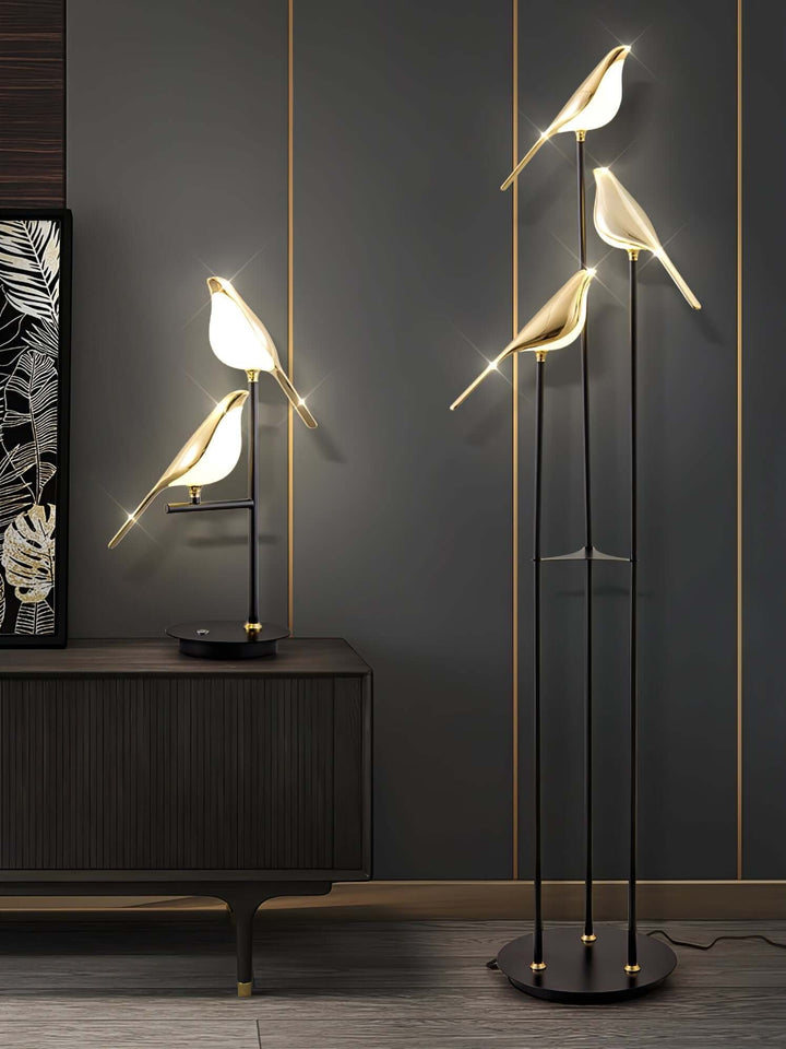 Elegant Gulvlampe med Fuglemotiv