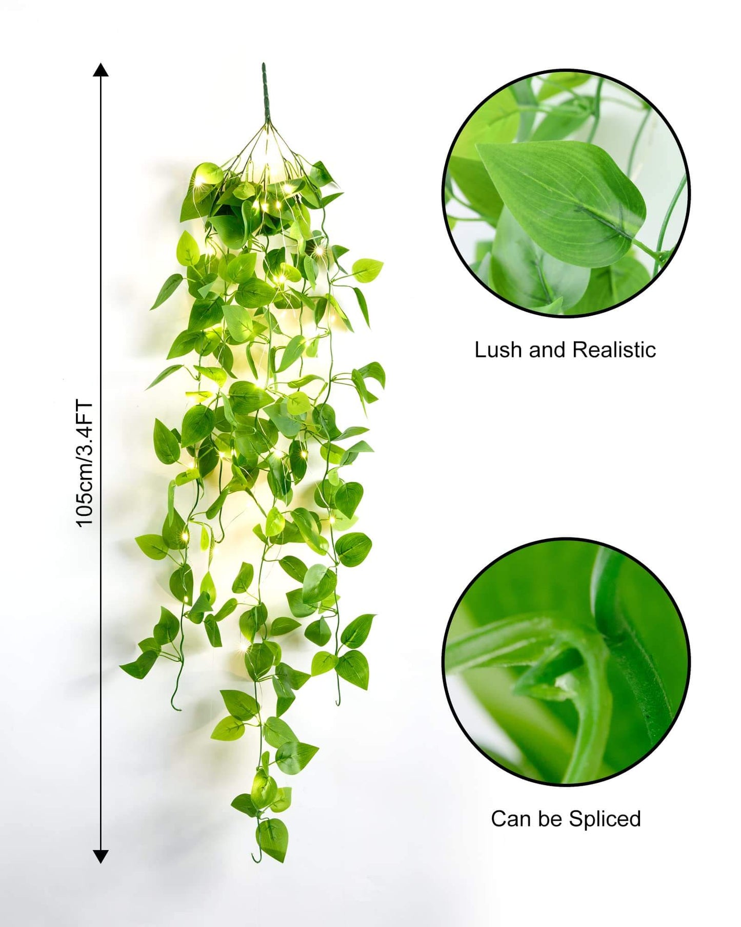 Dekorativ LED Efeu Ranke med Lys