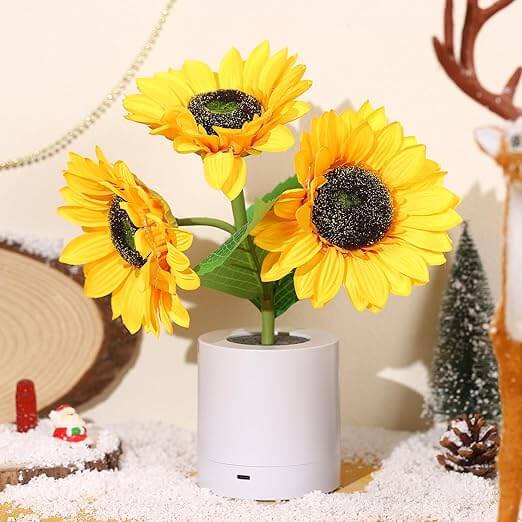 LED Solsikke Lampe - Batteridrevet Bordlampe