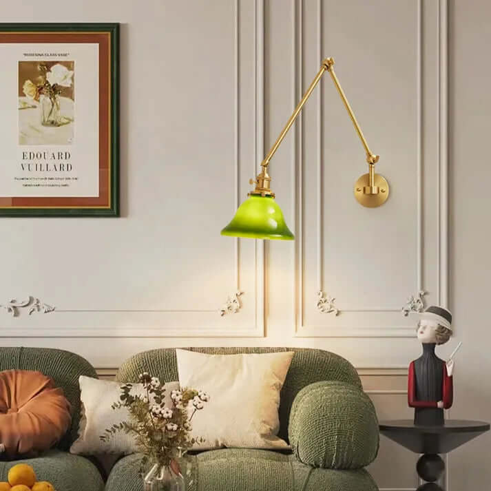 Justerbar Væglampe i Grønt Glas - Vintage Stil