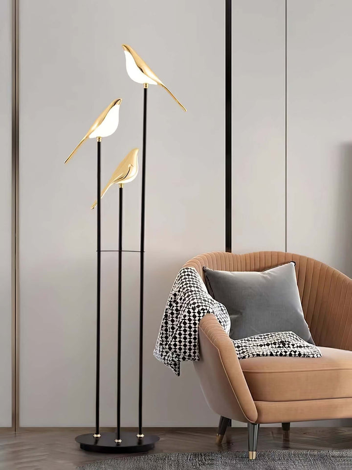 Elegant Gulvlampe med Fuglemotiv