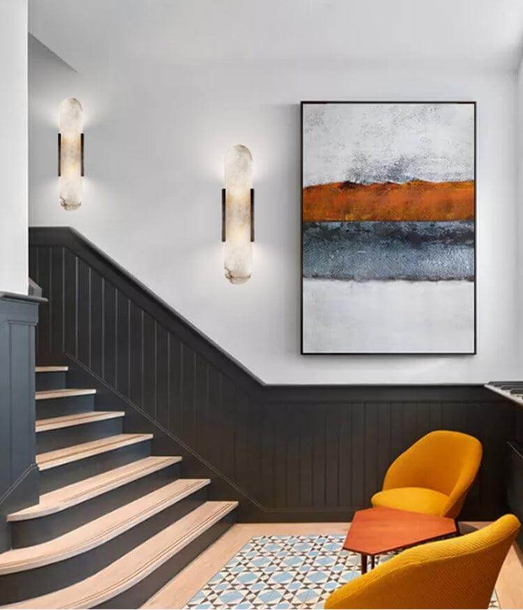 Alabast Væglampe, Aflang Design
