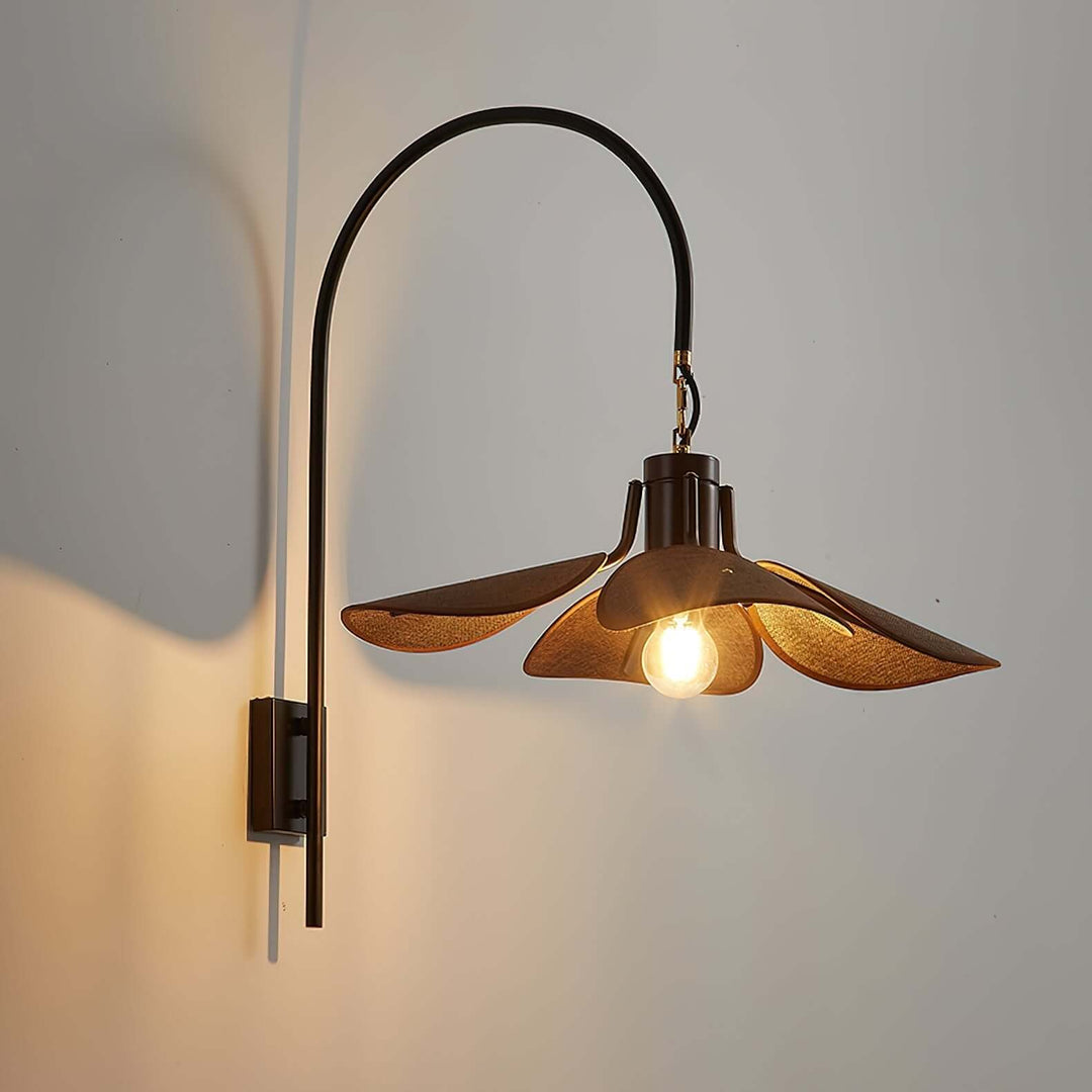 Elegant Blomster Væglampe 52cm - Metal & Hør