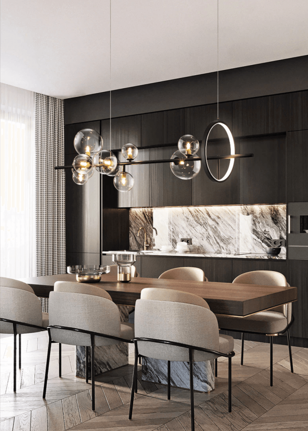 Elegant Glas Boble Lysekrone