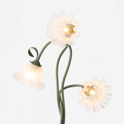 Elegant Blomster Gulvlampe i Mat Grøn