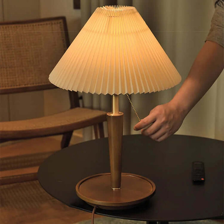 Plisseret Træ Bordlampe - Vintage Design