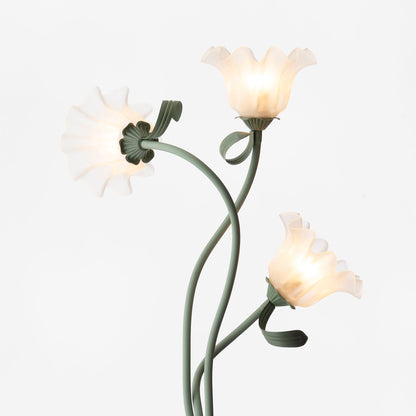 Elegant Blomster Gulvlampe i Mat Grøn