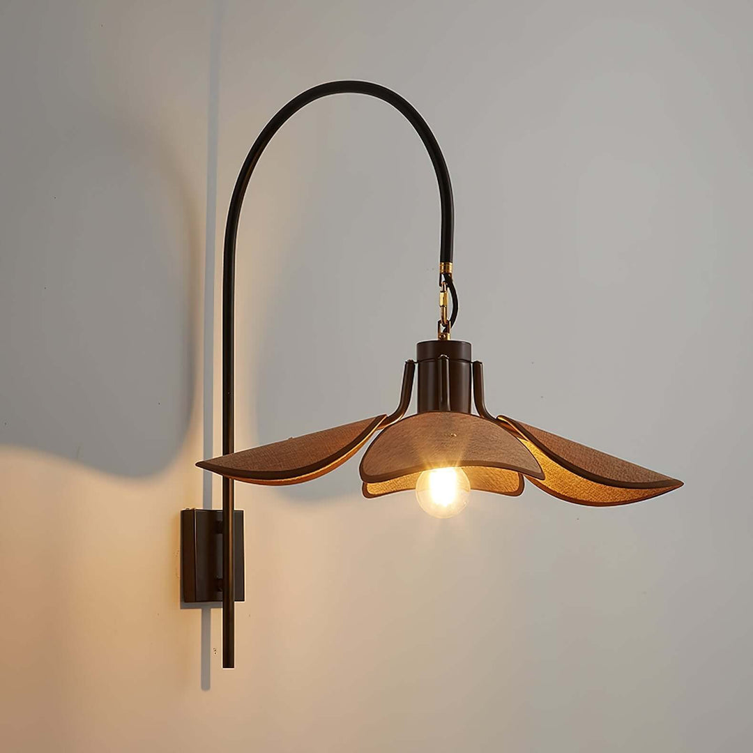 Elegant Blomster Væglampe 52cm - Metal & Hør