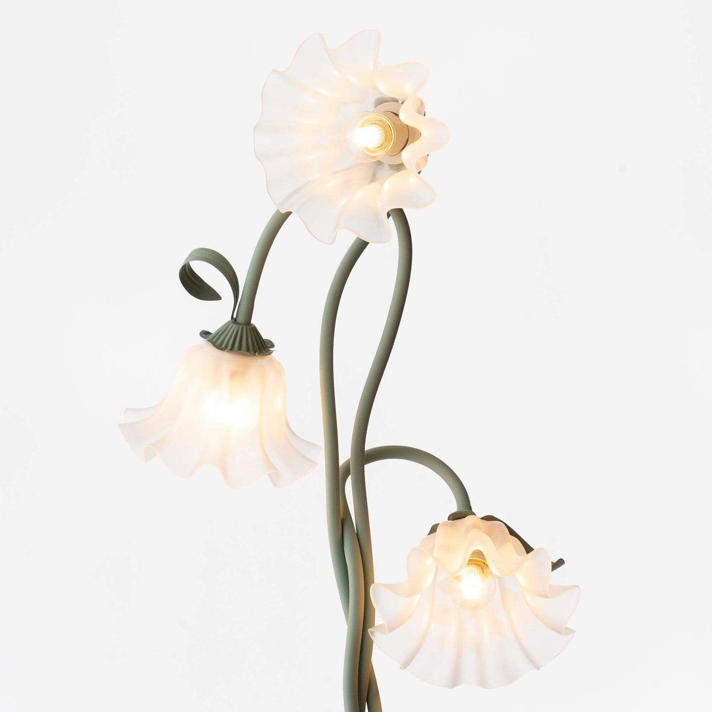 Elegant Blomster Gulvlampe i Mat Grøn