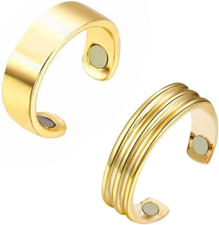 Snorkestop Magnetring i guld, akupressur mod snorken, elegant design til mænd og kvinder