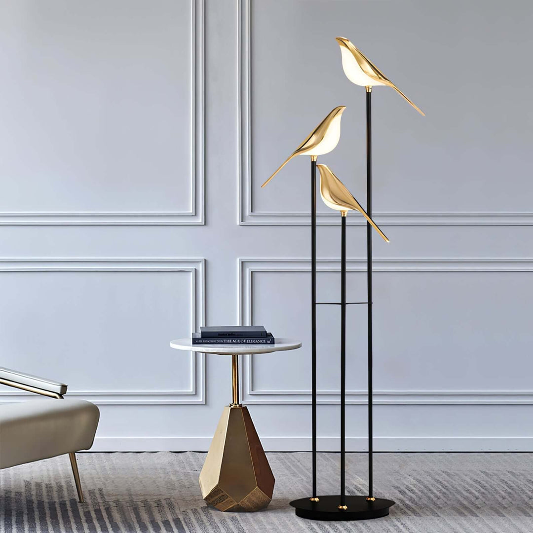Elegant Gulvlampe med Fuglemotiv