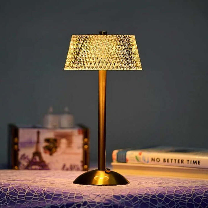 Ledningsfri krystalmetal bordlampe