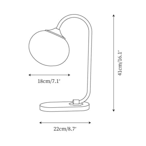 Elegant Bordlampe i Glas og Metal - 28cm