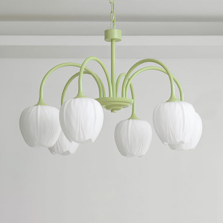 Elegant Matcha Lysekrone i Tulipandesign