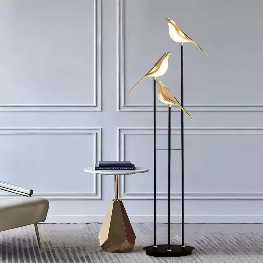 Elegant Gulvlampe med Fuglemotiv