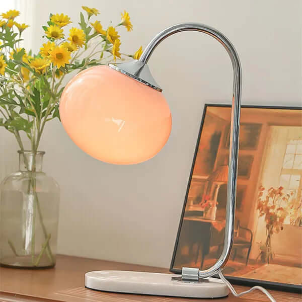 Elegant Bordlampe i Glas og Metal - 28cm