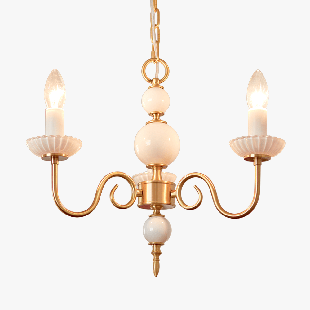 Elegant Lysekrone i Cremefarvet Glas