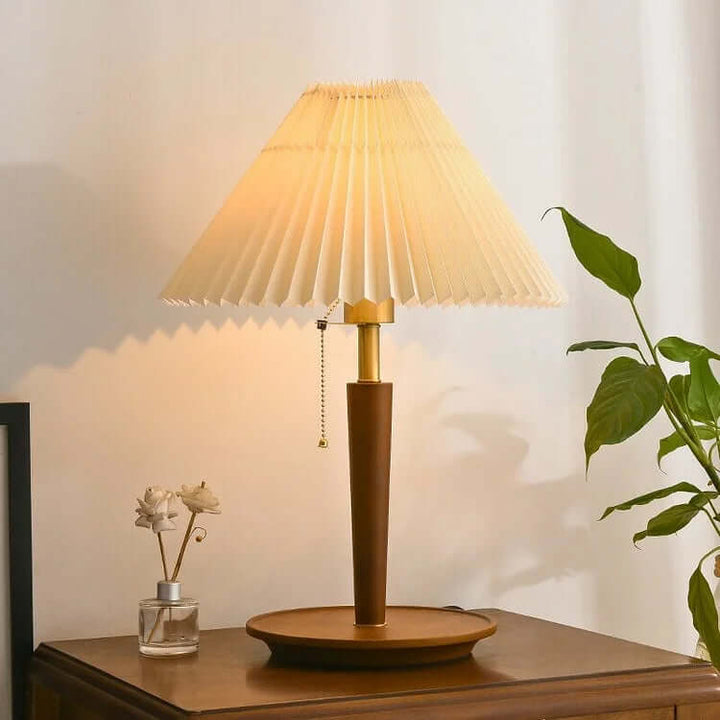 Plisseret Træ Bordlampe - Vintage Design