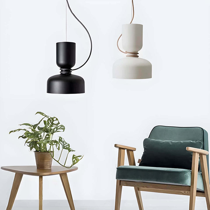 Geometrisk Pendellampe i Sort, Hvid & Grå