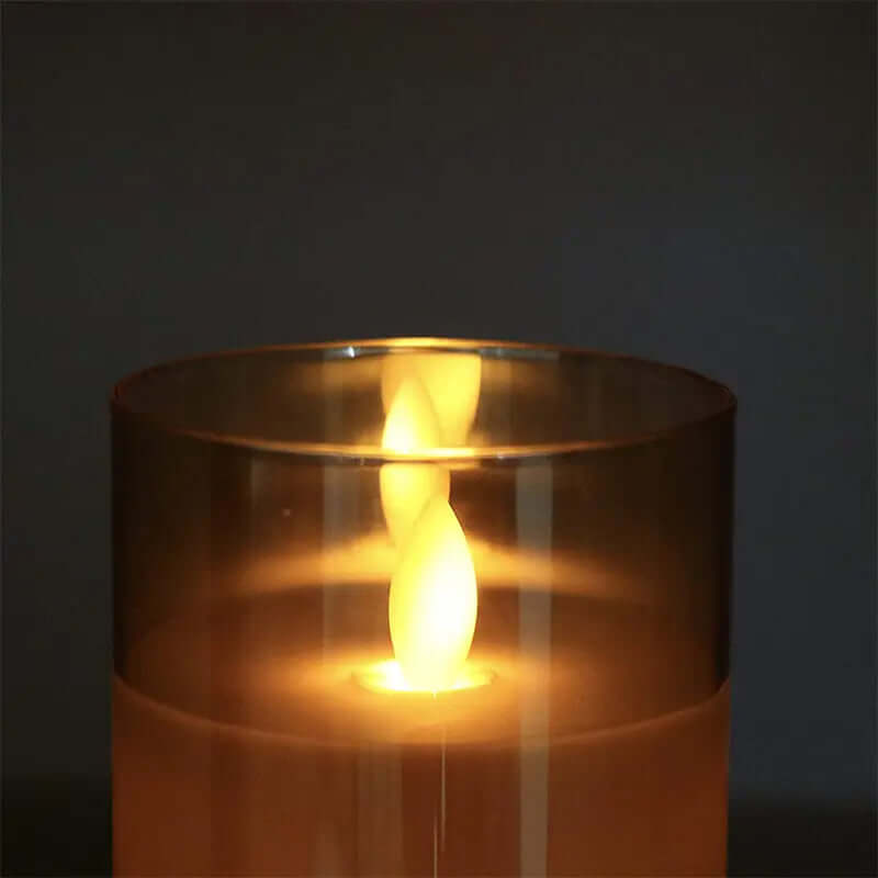 Sæt med 3 LED Stearinlys med Realistisk Flamme