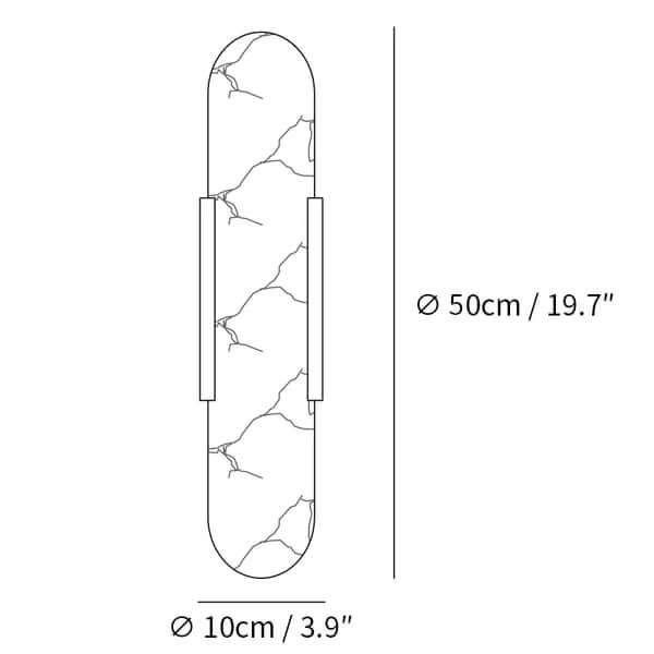 Alabast Væglampe, Aflang Design