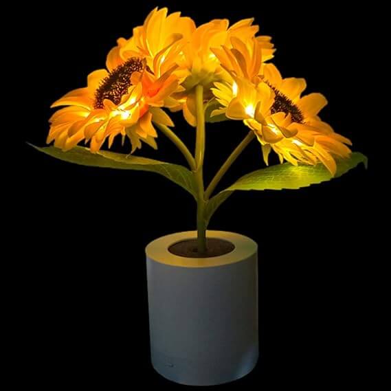 LED Solsikke Lampe - Batteridrevet Bordlampe