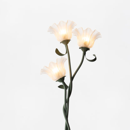 Elegant Blomster Gulvlampe i Mat Grøn