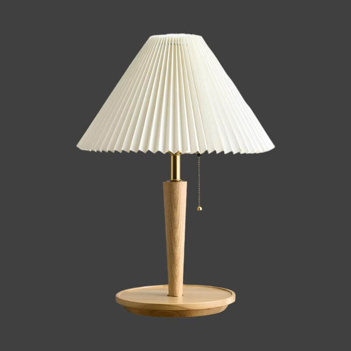 Plisseret Træ Bordlampe - Vintage Design