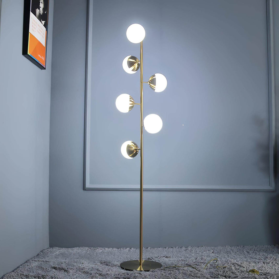 Moderne LED Trælampe med Glaskugler