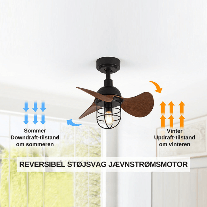 Moderne loftsventilator med lys i mørk valnød 56 cm