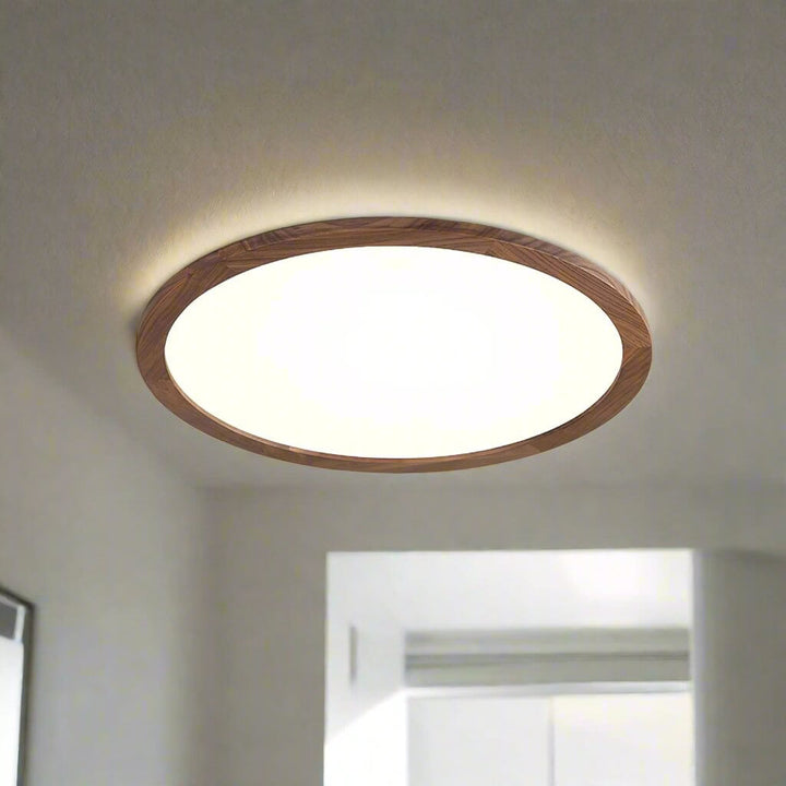 Ultratynd Rund Loftslampe i Akryl med Metalfinish