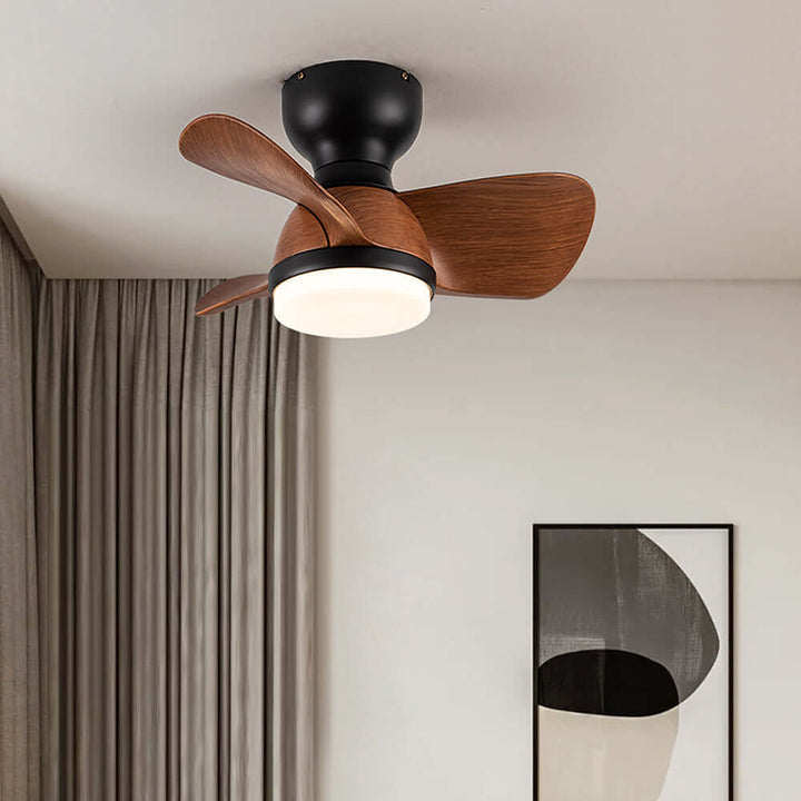 Loftsventilator i træ med LED-lys